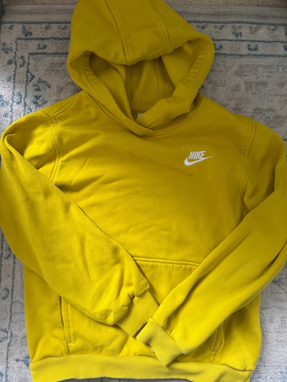 Nike Bright Yellow Pullover Hoodie with White Swoosh
